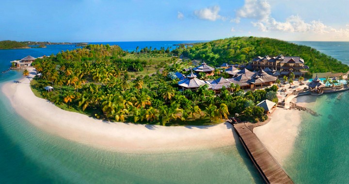 Necker Island is a 74-acre island in the British Virgin Islands; 1100 miles from Miami, Florida, 60 miles from Puerto Rico, 120 miles from St. Barts