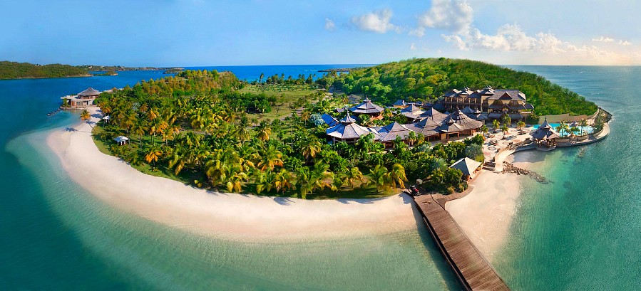 Necker Island is a 74-acre island in the British Virgin Islands; 1100 miles from Miami, Florida, 60 miles from Puerto Rico, 120 miles from St. Barts 